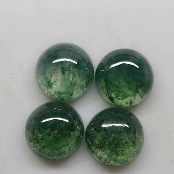 Moss Agate 3mm, 4mm, 5mm, 6mm Flat Back Round Cabochon Loose Gemstones