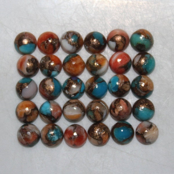 Spiny Oyster Copper Turquoise Round Cabochon 4mm, 5mm, 6mm, 8mm, 10mm & 12mm Loose Gemstones