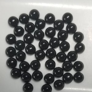 Black Onyx 3mm, 4mm, 5mm, 6mm, 7mm, 8mm, 10mm, 12mm & 14mm Round Cabochon Loose Gemstones 5mm