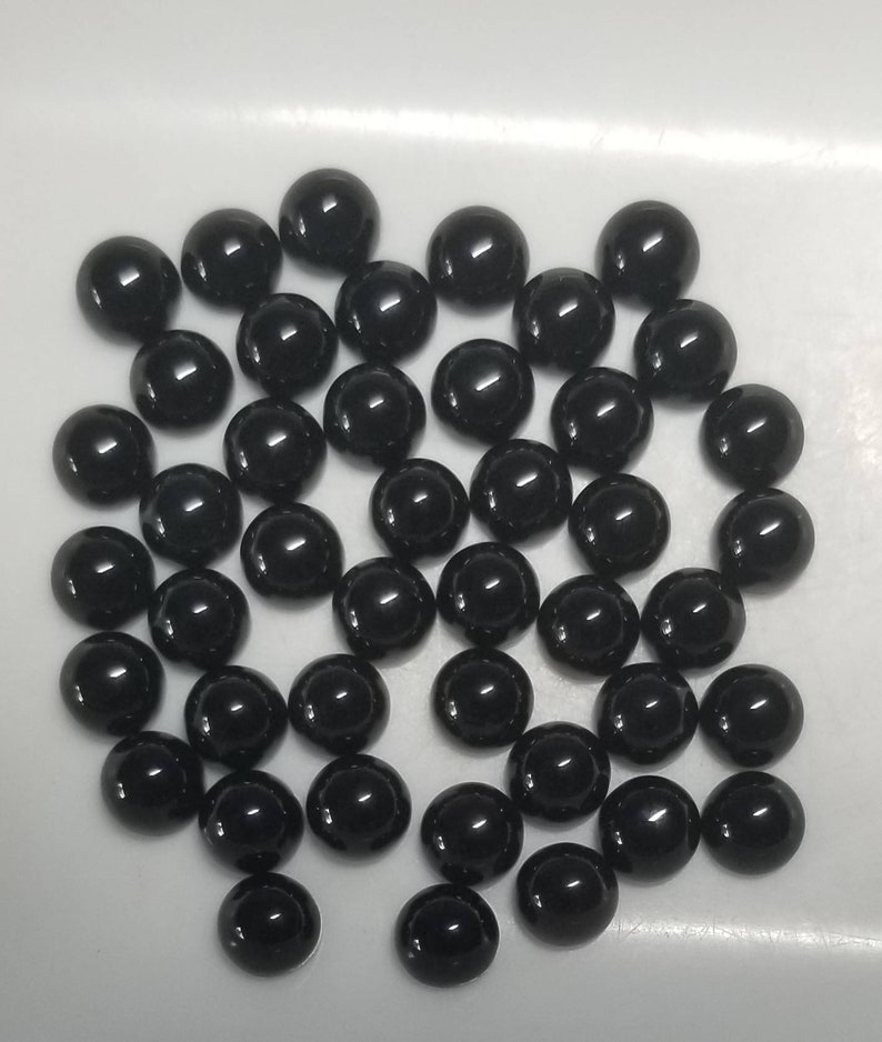 Black Onyx 3mm, 4mm, 5mm, 6mm, 7mm, 8mm, 10mm, 12mm & 14mm Round Cabochon Loose Gemstones 5mm