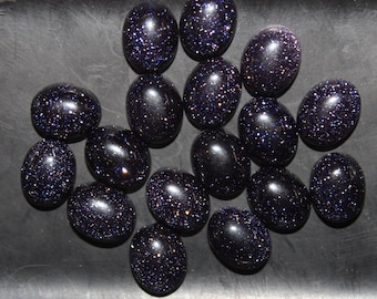 Blue Goldstone (aka Sandstone or Aventurine Glass) Oval Cabochon 6x4mm, 7x5mm, 8x6mm, 10x8mm, 12x10mm, 14x10mm Loose Synthetic Gemstones