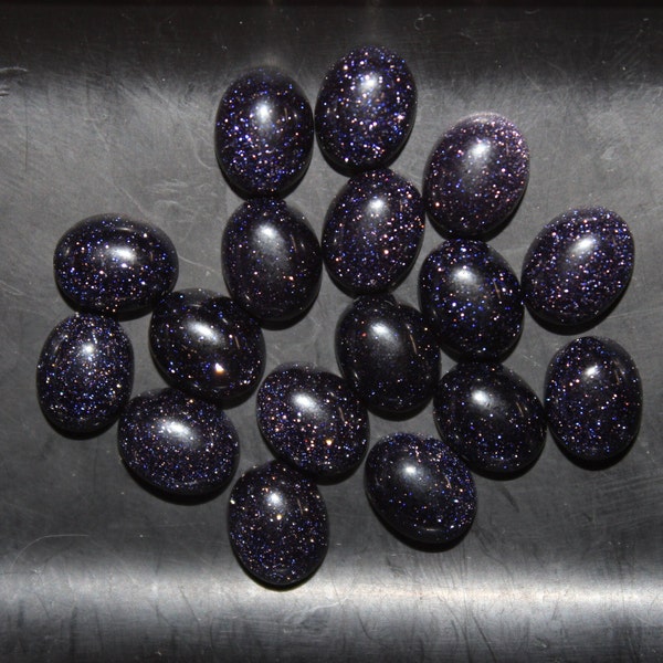 Blue Goldstone (aka Sandstone or Aventurine Glass) Oval Cabochon 6x4mm, 7x5mm, 8x6mm, 10x8mm, 12x10mm, 14x10mm Loose Synthetic Gemstones