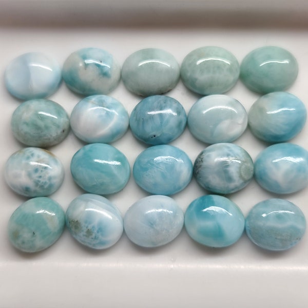 Larimar (aka Dolphin Stone, Atlantis Stone, Lorimar) 6x4mm 7x5mm 8x6mm 9x7mm 10x8mm 12x10mm 14x10mm Flat Back Oval Cabochon Gemstone(s)