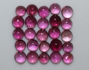 Pink tourmaline 3mm, 4mm & 5mm round cabochon loose gemstones