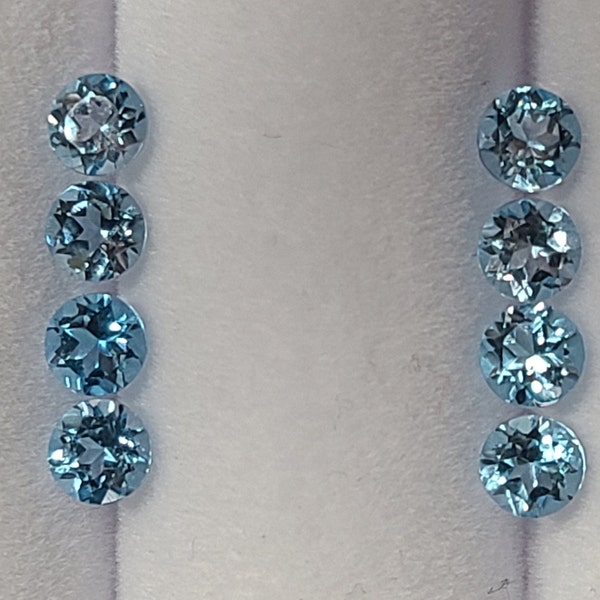 Swiss Blue Topaz 2mm, 4mm & 6mm Faceted Round Loose Gemstones w/ Multi-Qty Purchase Options