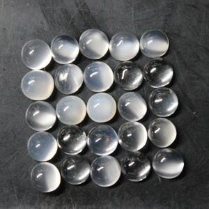 Natural White Moonstone Round (Flat Back) Cabochon 4mm, 5mm, 6mm, 8mm, 10mm Loose Gemstone(s) Bild 4
