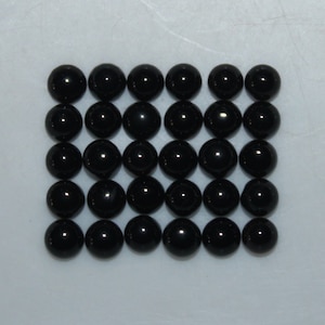Black Onyx 3mm, 4mm, 5mm, 6mm, 7mm, 8mm, 10mm, 12mm & 14mm Round Cabochon Loose Gemstones 3mm