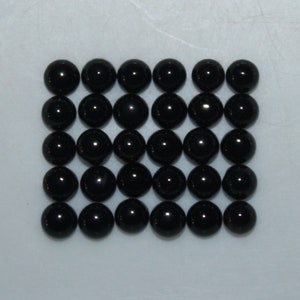 Black Onyx 3mm, 4mm, 5mm, 6mm, 7mm, 8mm, 10mm, 12mm & 14mm Flat Back Round Cabochon Loose Gemstones