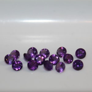 Amethyst 2mm, 3mm, 3.5mm, 4mm, 5mm, 6mm, 7mm, 8mm Faceted Plain Top Round Loose Gemstones