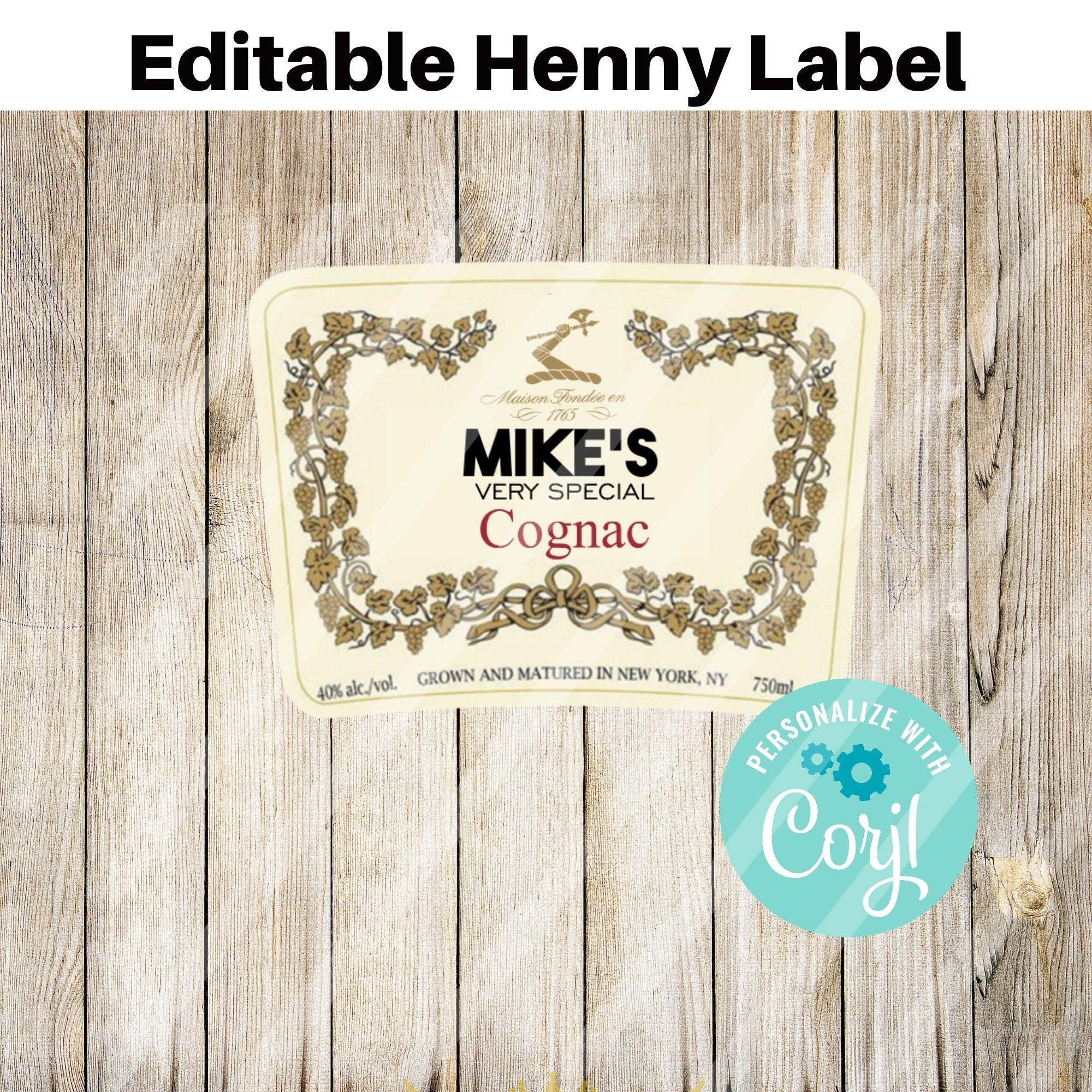 Editable Henny Label, Corjl , Custom Invitation template mobile, Birt…