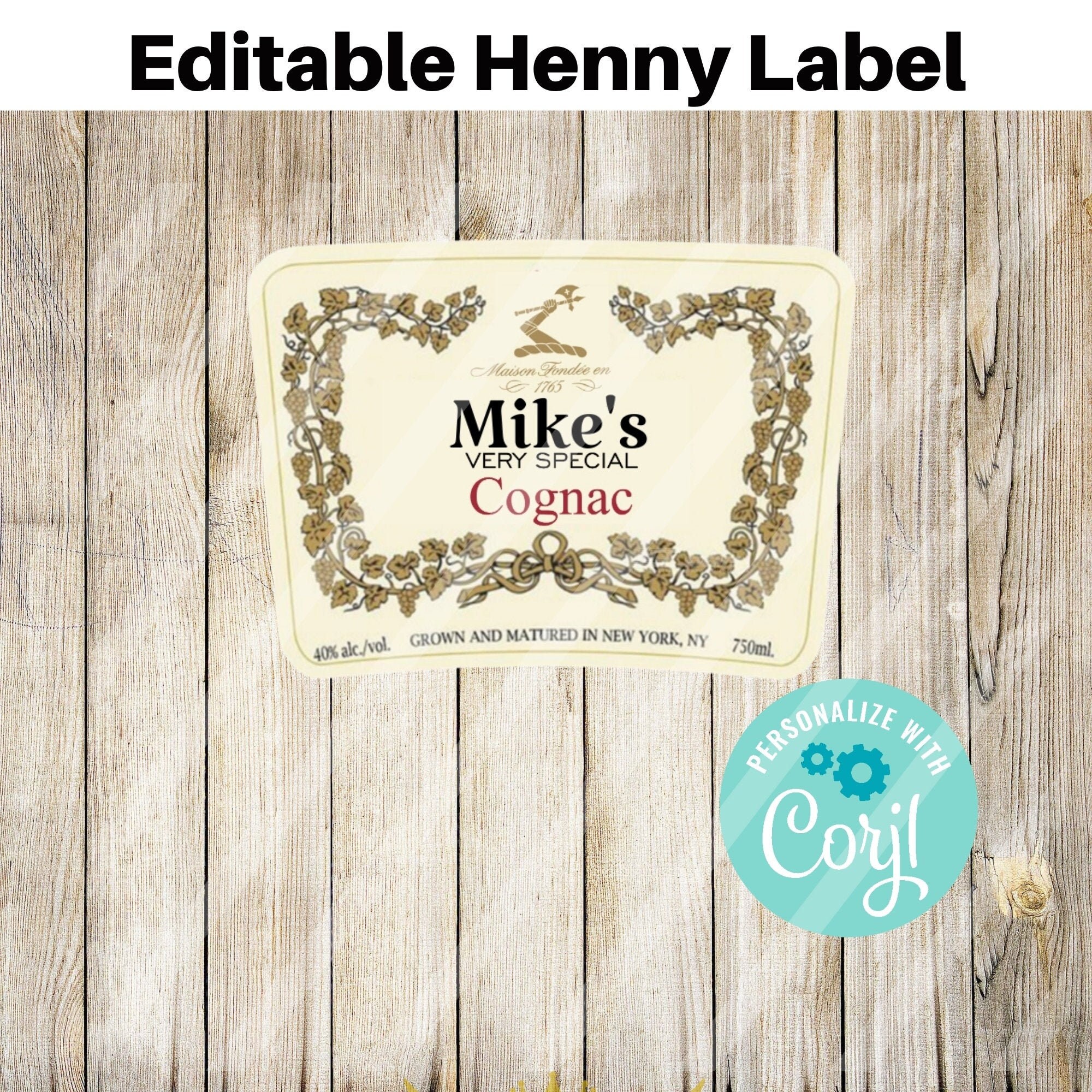 Editable Henny Label, Corjl , Custom Invitation template mobile, Birt…