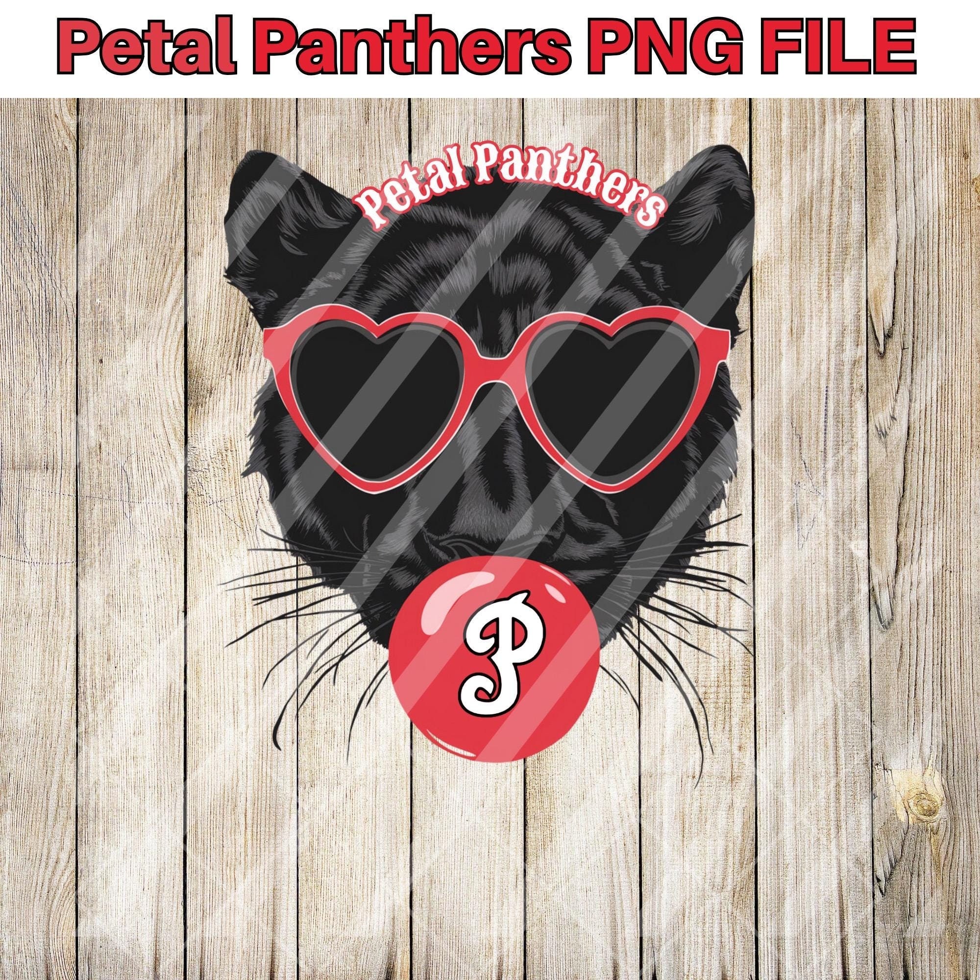Petal Panthers PNG for T-Shirts, Crafts, DTF, Sublimation, Eco Solvent - Fun Heart Sunglasses Design