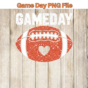 PNG de fútbol con purpurina para el día del partido / Diseño de remera y manualidades personalizado / Sublimación DTF y compatible con solventes ecológicos / Arte de corazón para fanáticos de los deportes