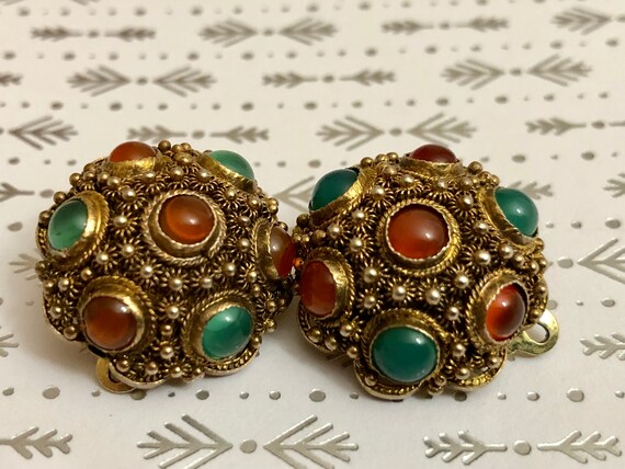 Vintage Yemeni Sterling vermeil green and orange g