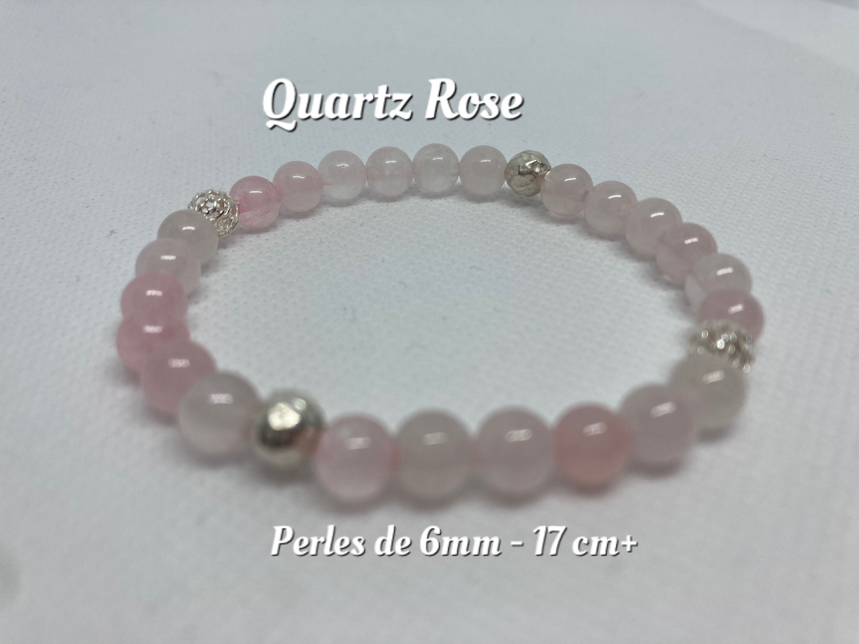 Bracelet quartz rose Good Karma en argent massif 925