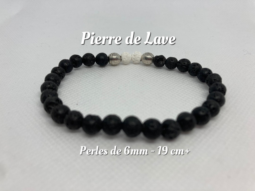 Bracelet homme pierre de Pierre de Lave blanche - Minerals Store