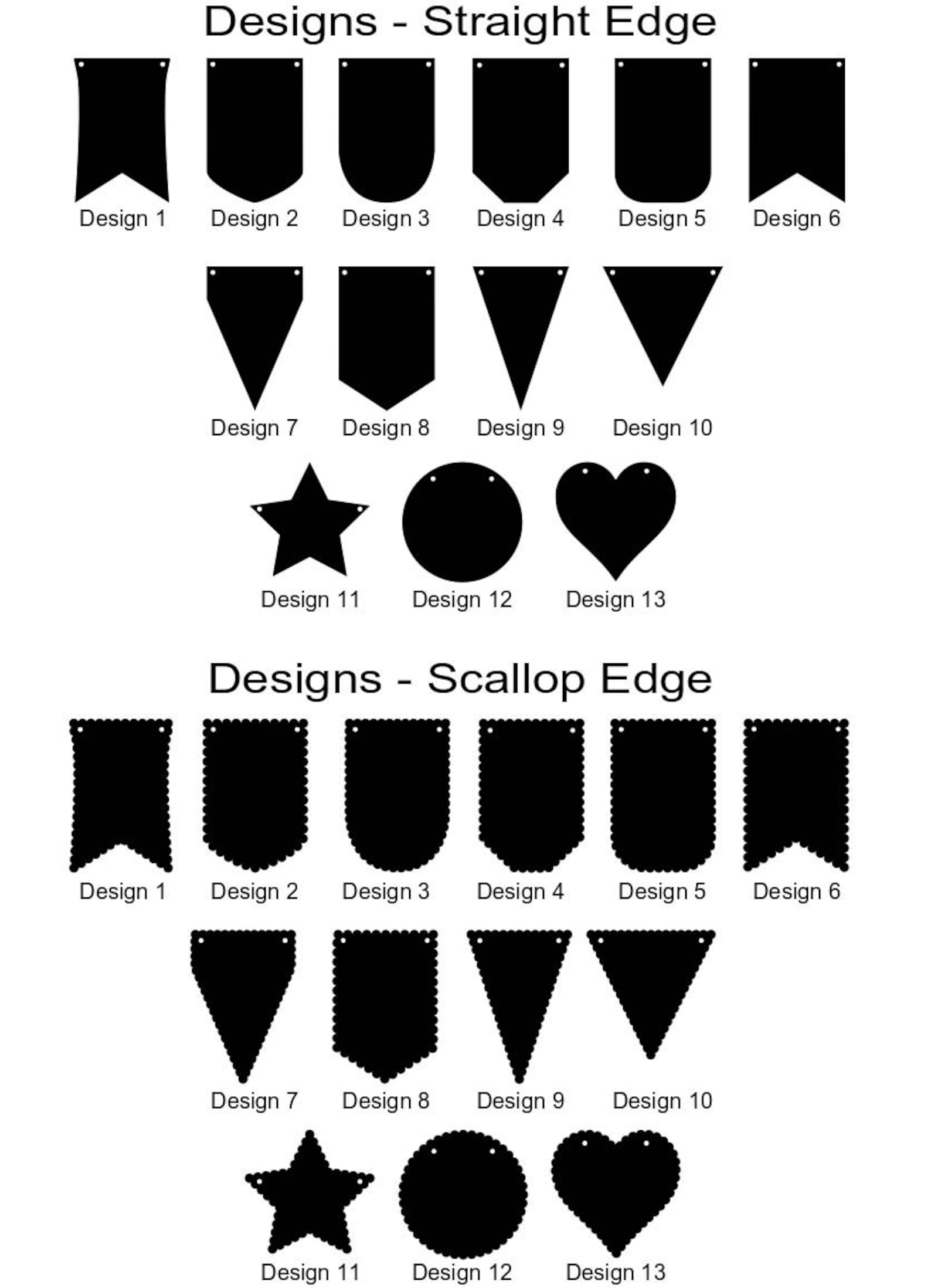 26 Bunting Pennant Banner Flag Shapes Straight & Scallop Edge Etsy