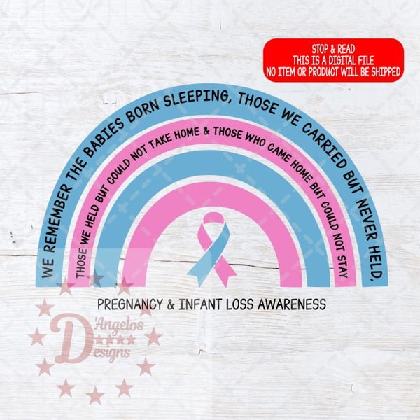 Rainbow Baby,Pregnancy and infant loss awareness Rainbow, pink/blue ribbon, Pregnancy Loss SVG Digital Download Rainbow Baby