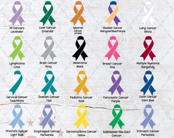Digital Download Cancer Ribbon, 29 Different Cancer Ribbon SVG, 29 Different Cancer Ribbons, SVG, Cricut, Silhouette, Multiple ribbons