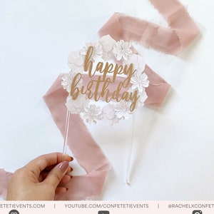 Happy Birthday SVG - Happy Birthday SVG for Cricut - Paper Flower SVG - *Includes Video Tutorial* - Makes 6" Floral Wreath