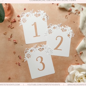 Wedding Table Numbers SVG - Flowers SVG - Floral SVG - Wedding Svg Bundle - *Comes With Numbers 1-25 and a Blank*