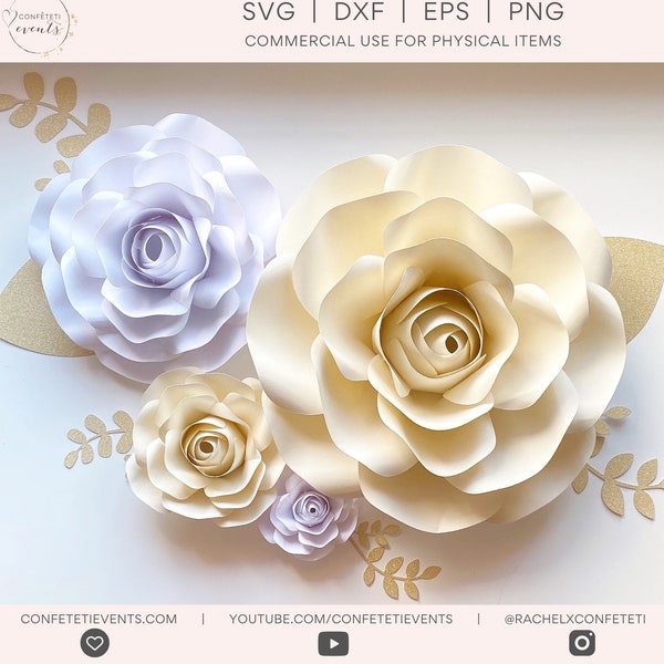 Paper Flower SVG - Paper Flower SVG Bundle - Paper Flower Template Bundle - Paper Flower SVG for Cricut - 4 Sizes - **Phoebe Rose**