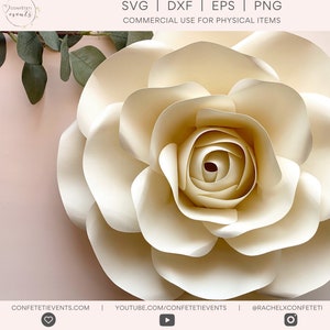 Grande fiore di carta SVG - Fiore di carta SVG per Cricut - Crea fiori da 12-14" - **Phoebe Rose**