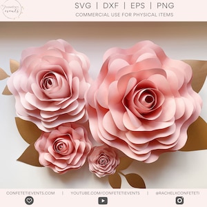 Paper Flower SVG - Paper Flower SVG Bundle - Paper Flower Template Bundle - Paper Flower SVG for Cricut - 4 Sizes - **Rhylea Rose**