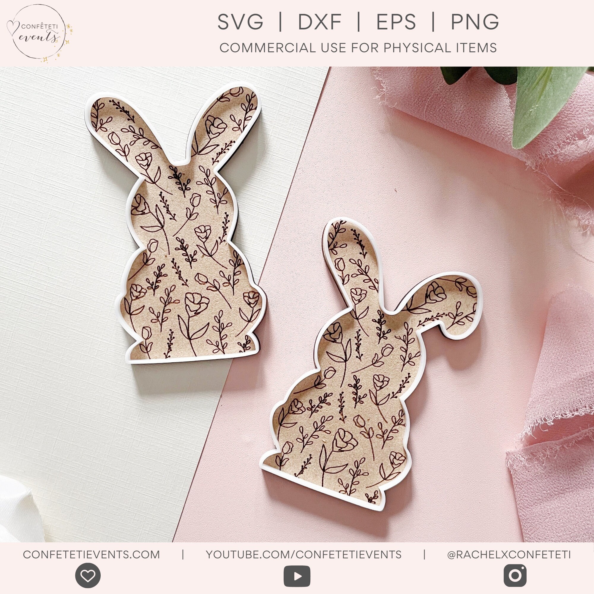 Easter SVG Bunny SVG Laser Cut Files Glowforge Files | Etsy UK