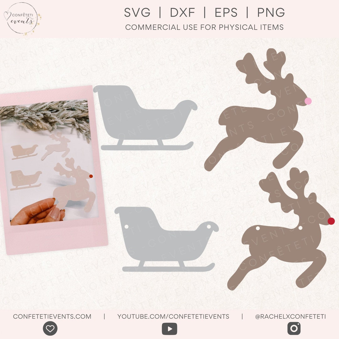 Reindeer SVG - Santa Sleigh SVG - Christmas SVG - Santa Sleigh and ...