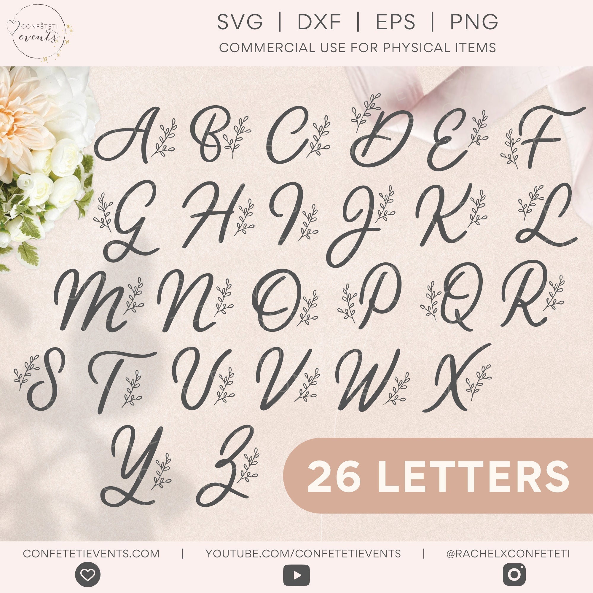 Letter SVG Alphabet SVG Monogram SVG Leaf Svg Cricut & | Etsy Australia