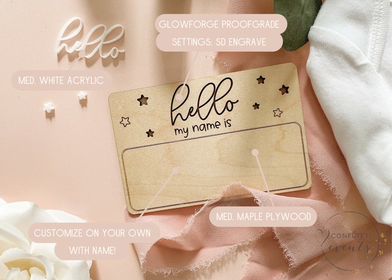 Hello SVG Baby SVG Laser Cut File for Glowforge Hello My - Etsy