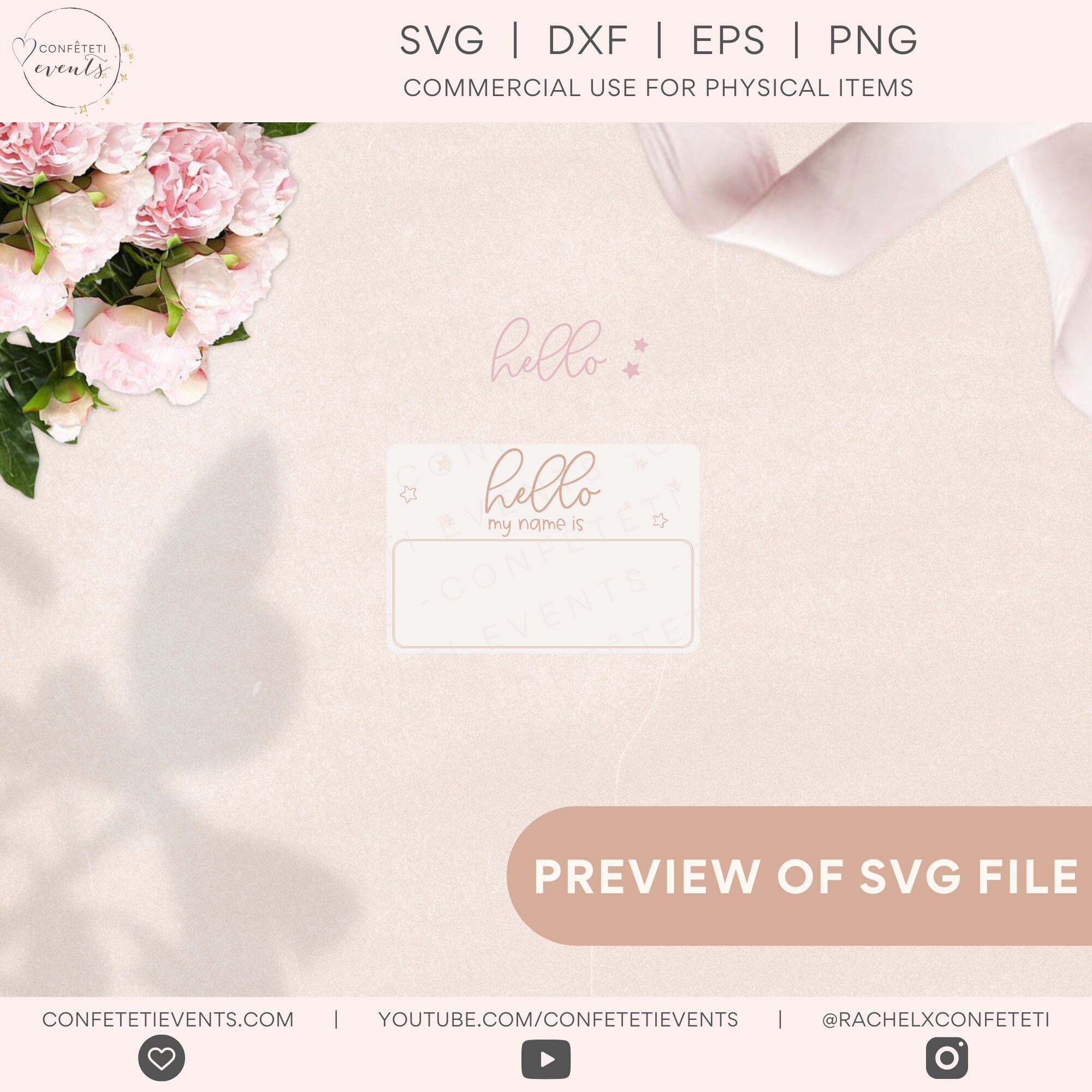 Hello SVG - Baby SVG - Laser Cut File for Glowforge - Hello My Name is ...