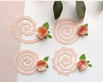 Paper Flower SVG - Rolled Flower SVG - Paper Flower Template - Paper Flower svg for Cricut - Set of 4 Designs - *Includes: Video Tutorial*