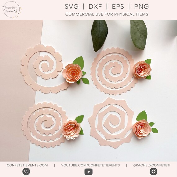 Felt Flower SVG Files for Cricut, Silhouette Floral Cut File Pattern PDF  Paper Flowers Template for Hair, Jewelry, Home Decor, Wreath 