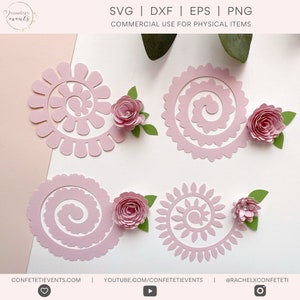 Paper Flower SVG - Rolled Flower SVG - Paper Flower Template - Paper Flower svg for Cricut - Set of 4 Designs - *Includes: Video Tutorial*