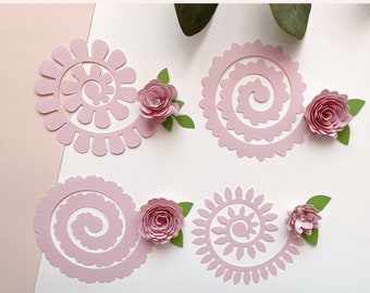 Paper Flower SVG - Rolled Flower SVG - Paper Flower Template - Paper Flower svg for Cricut - Set of 4 Designs - *Includes: Video Tutorial*
