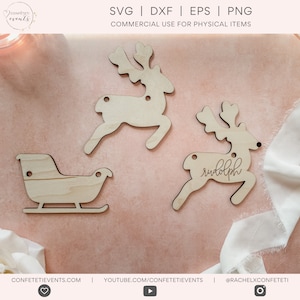 Rentier Girlande SVG - Weihnachtsornament Laserdatei - Rudolph SVG - Weihnachten SVG - Laser Cut Dateien für Weihnachten
