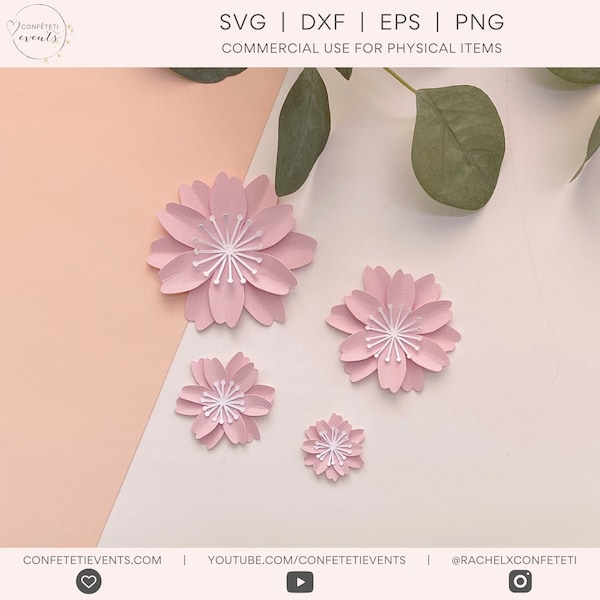 Mini Paper Flower SVG - Paper Flower SVG für Cricut - Macht 1-3" Blumen, *Enthält: YouTube Tutorial* - Ashley Flower