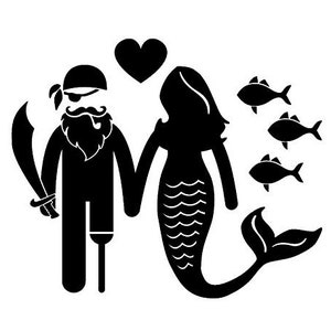 Pirate and Mermaid Family vinyl sticker