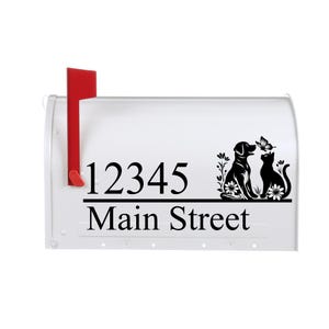 Simple Lined Cat and Dog Mailbox Vinyl Decal Stickers
