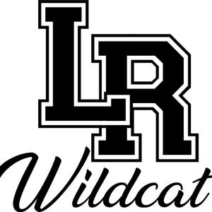 Puede incluir: Gráfico en blanco y negro de las letras "LR" en una fuente de estilo universitario con la palabra "Wildcat" escrita en cursiva debajo.