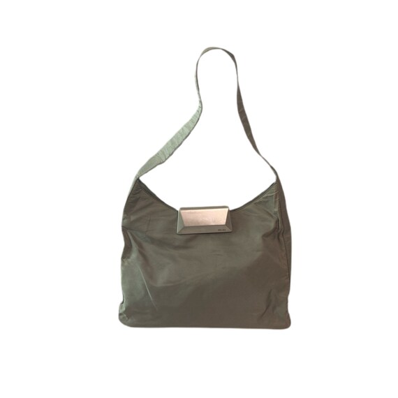 Prada Hobo Bag with Gunmetal Clasp in Grey