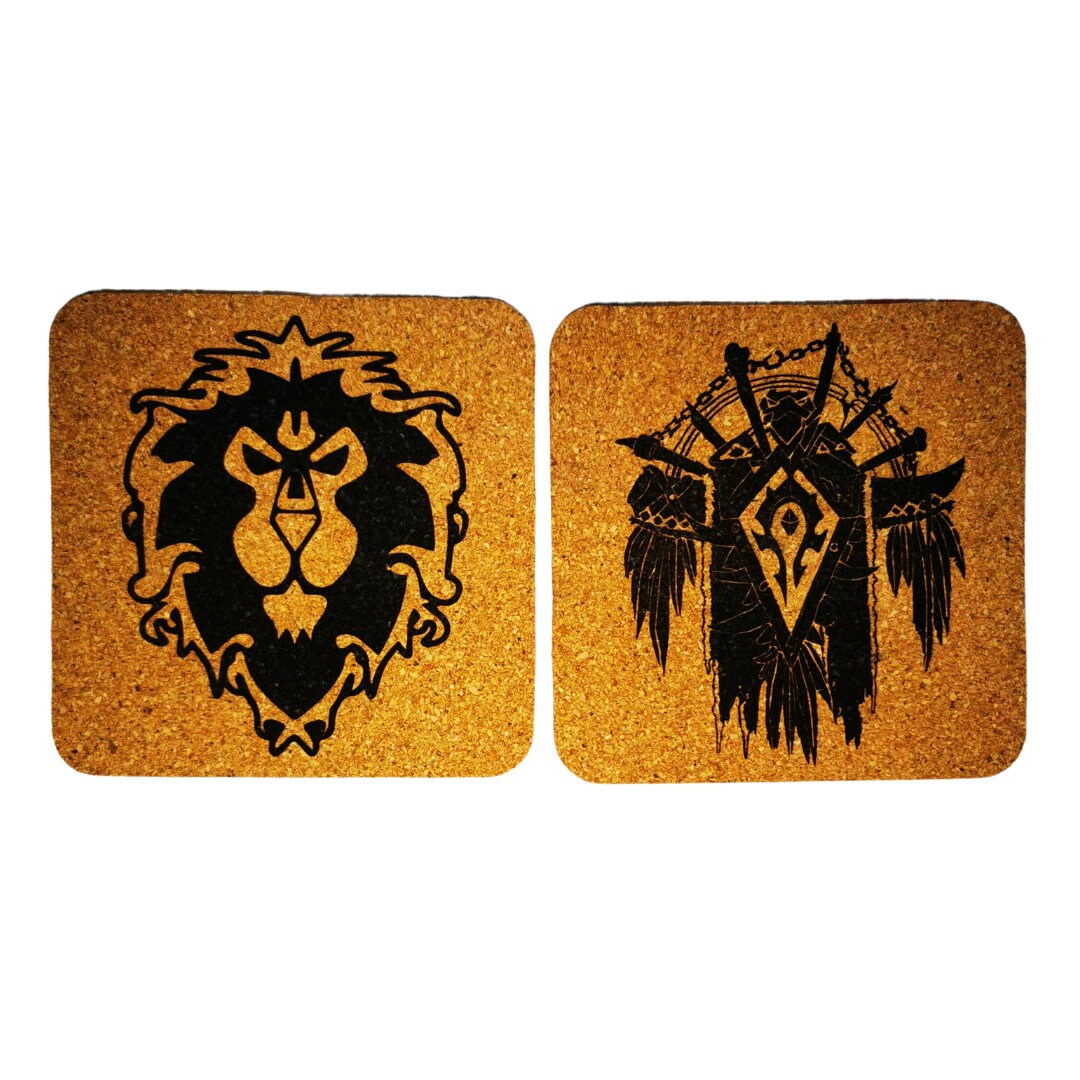 Sous-Verres World Of Warcraft en Gravure Laser Monochrome sur Liège Autocollants