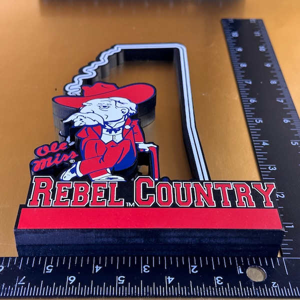 Ole Miss Rebels  Vintage Wooden Team Logo Plaque Map by Shelia's Collectibles