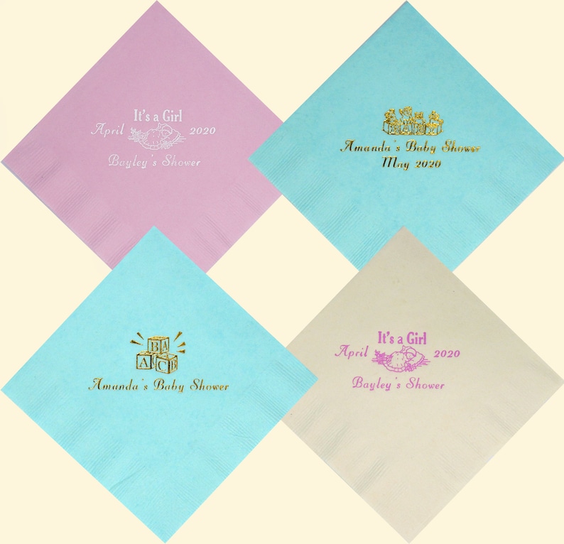 Personalized Baby Shower Napkin Beverage Napkin Cocktail Etsy