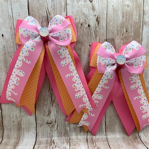 Equestrian Horse Show Hair Bows - Ice Cream Bows - Summer Bows - Show Bows