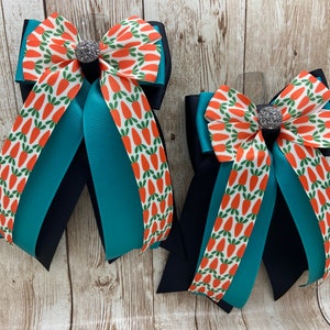Equestrian Horse Show Hair Bows - easter - spring - carrots