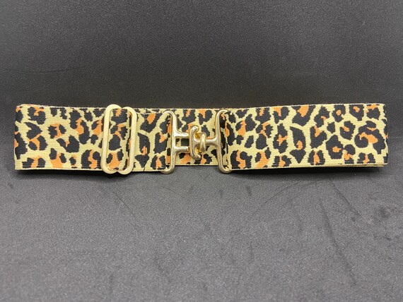 Vintage equestrian horse Belt yellow leather brass stretchy Vintage ESCADA Horse Head Belt for 66 Cm / 26 main image 3