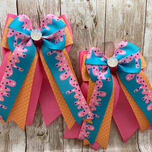 Equestrian Horse Show Hair Bows - Ice Cream Bows - Summer Bows - Show Bows